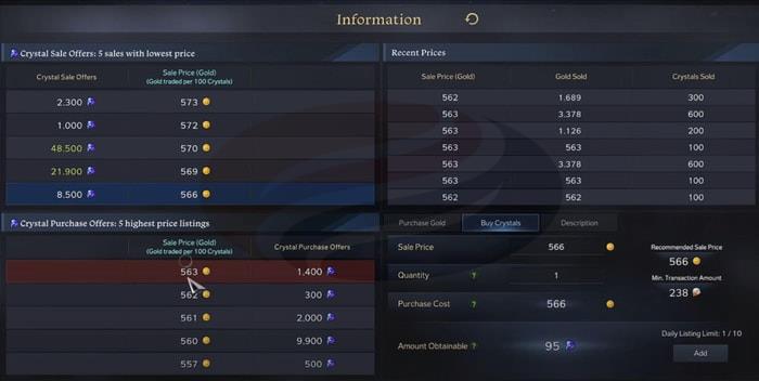 the price of 95 crystals